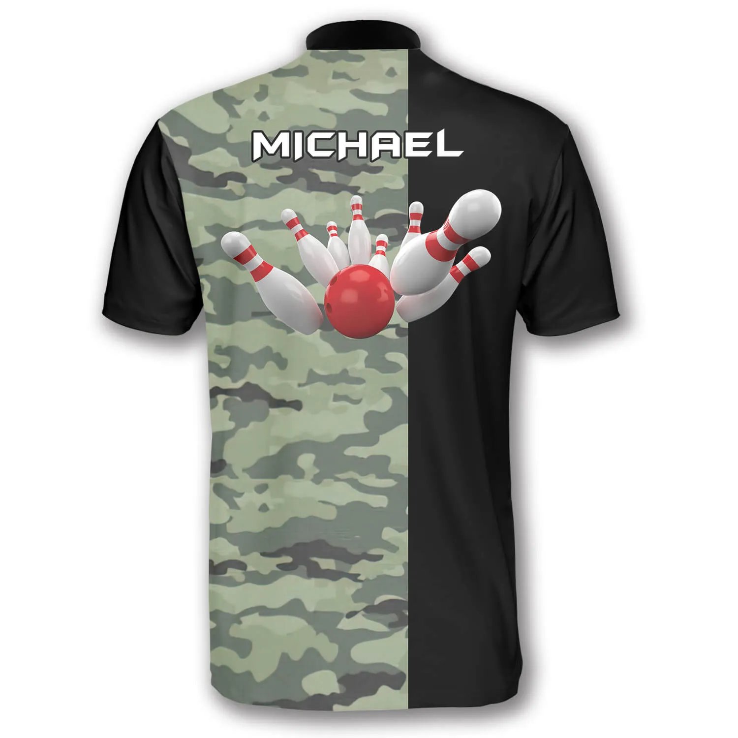 3D All Over Print Camo & Black Custom Bowling Jerseys for Men, Idea Gift for Bowler