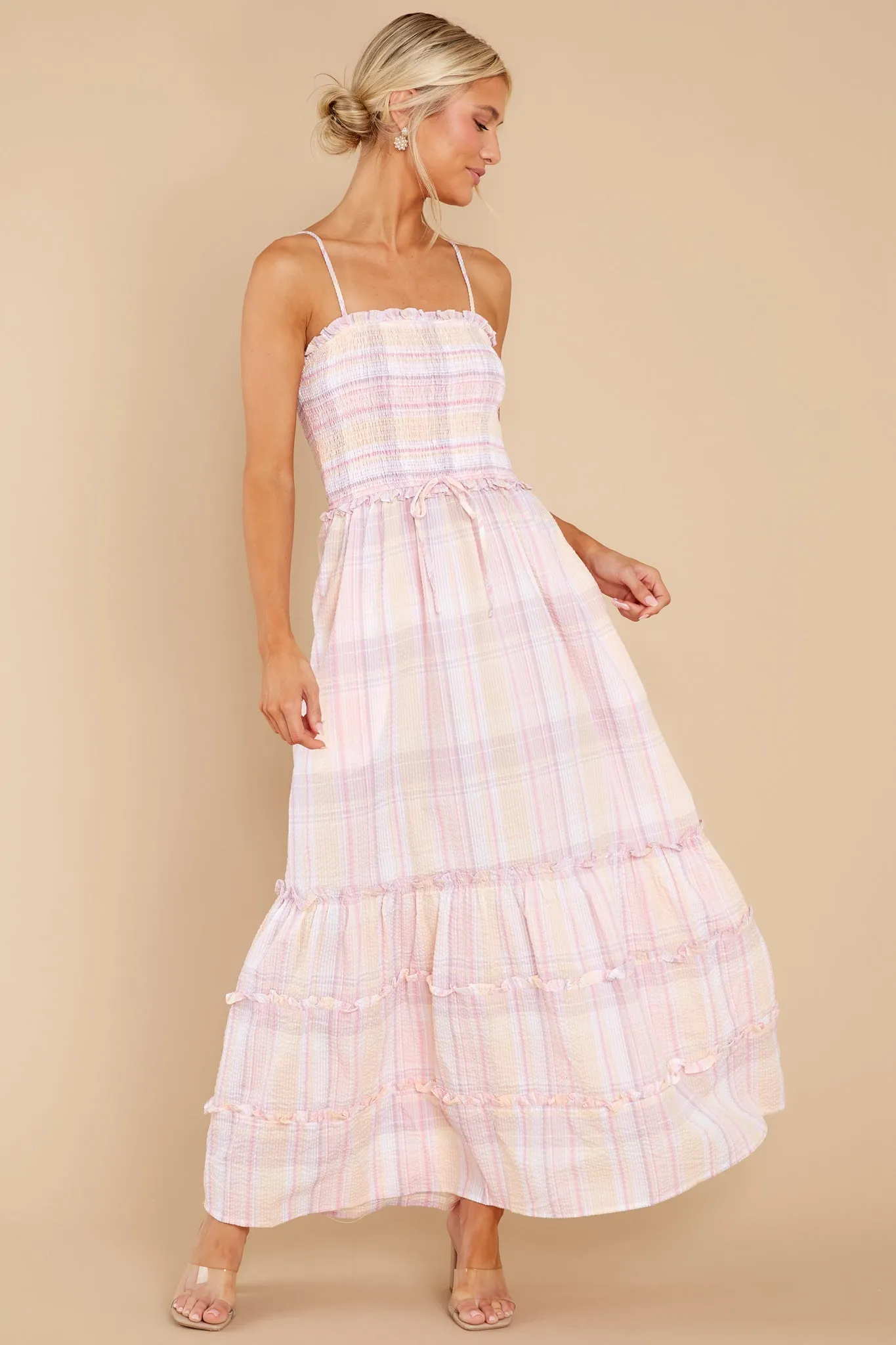 Absolutely Darling Pink Plaid Maxi Dress