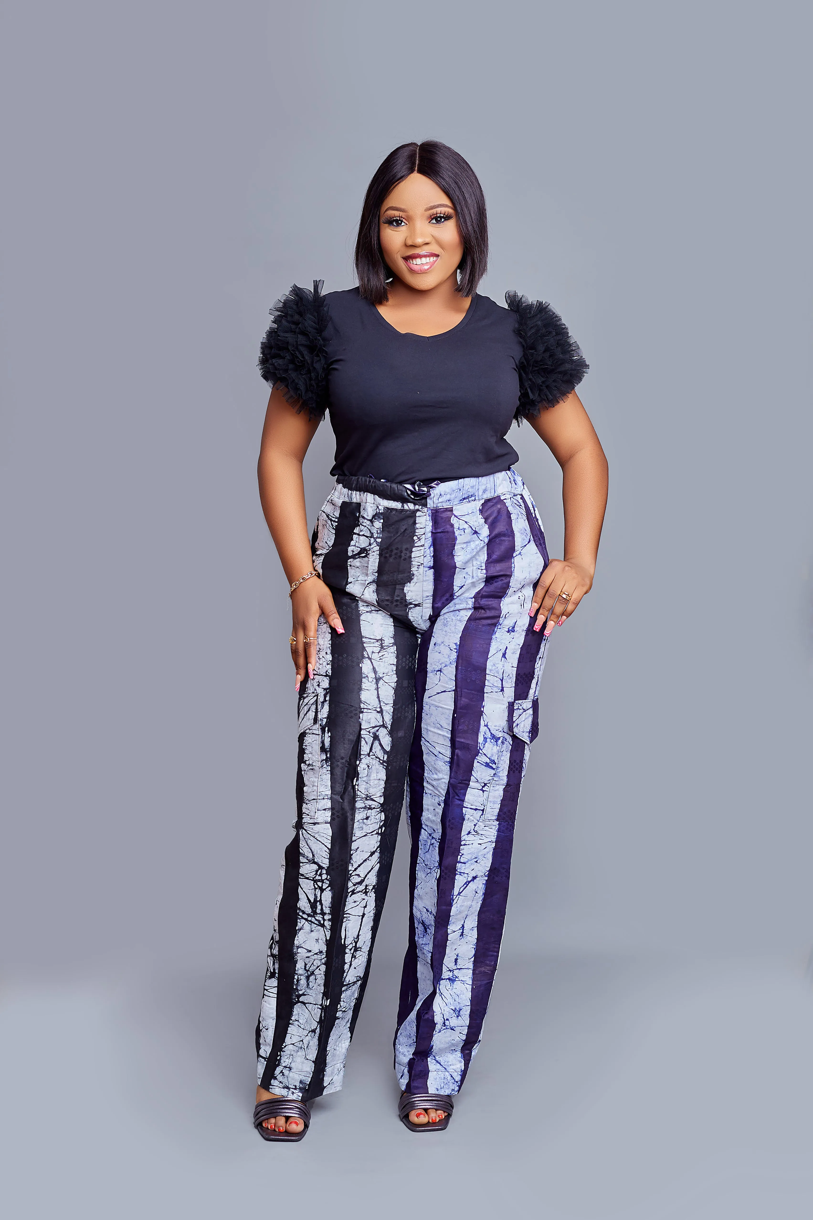 Achebe 2print Adire combats pant