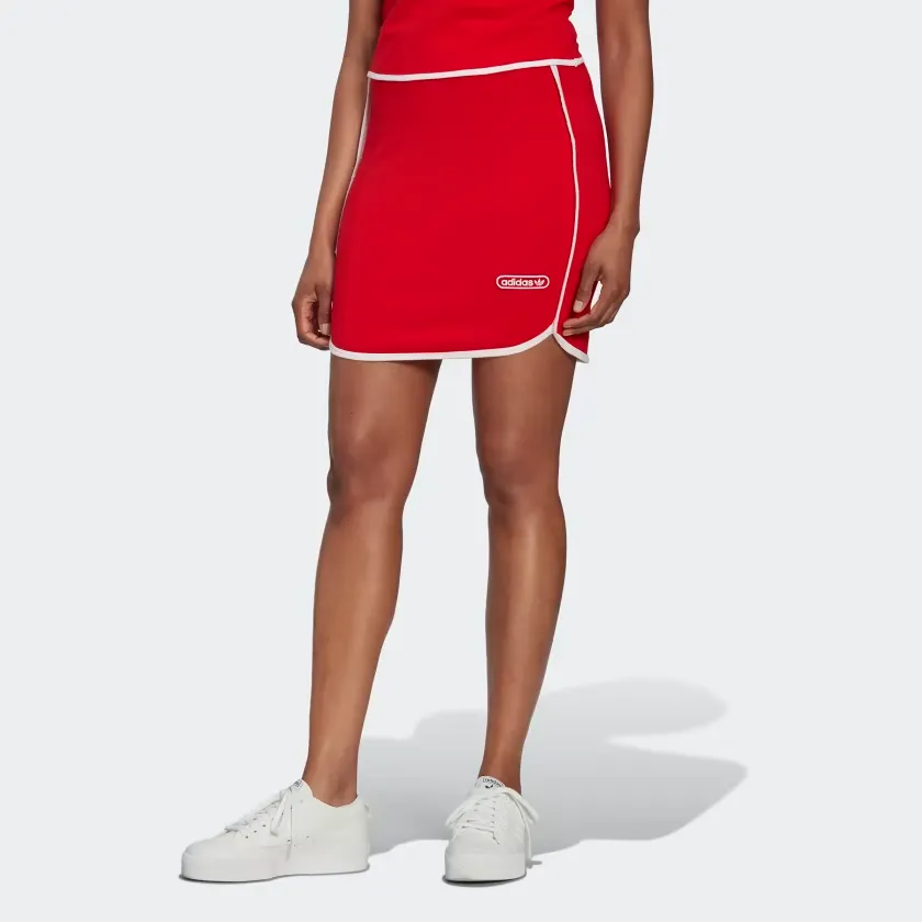 Adidas Women's Binding Details Mini Skirt - Vivid Red