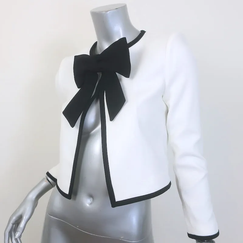 Alice   Olivia Kidman Bow-Front Cropped Jacket White Stretch Crepe Size 0