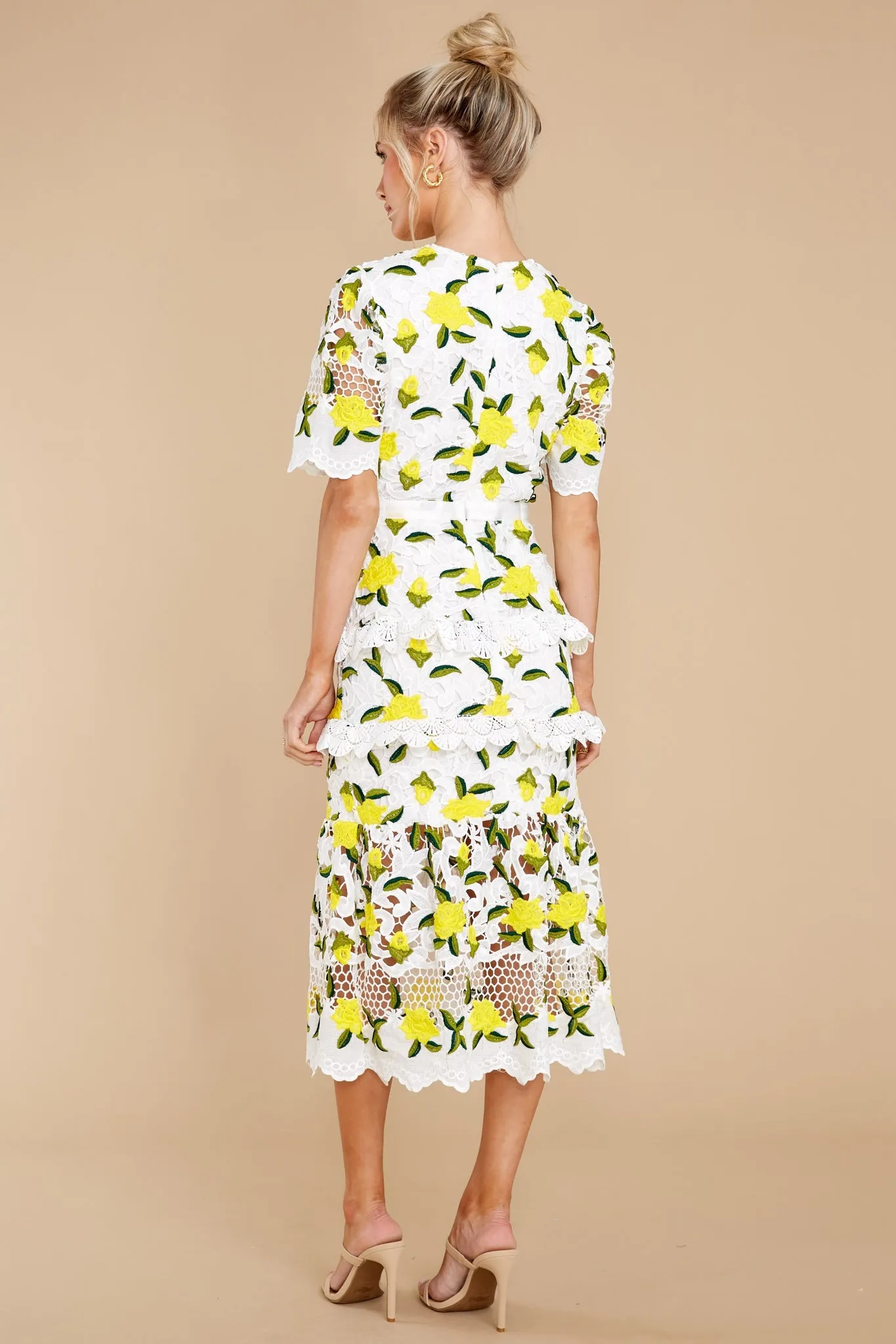 All I Wanted Yellow Floral Lace Midi Dress