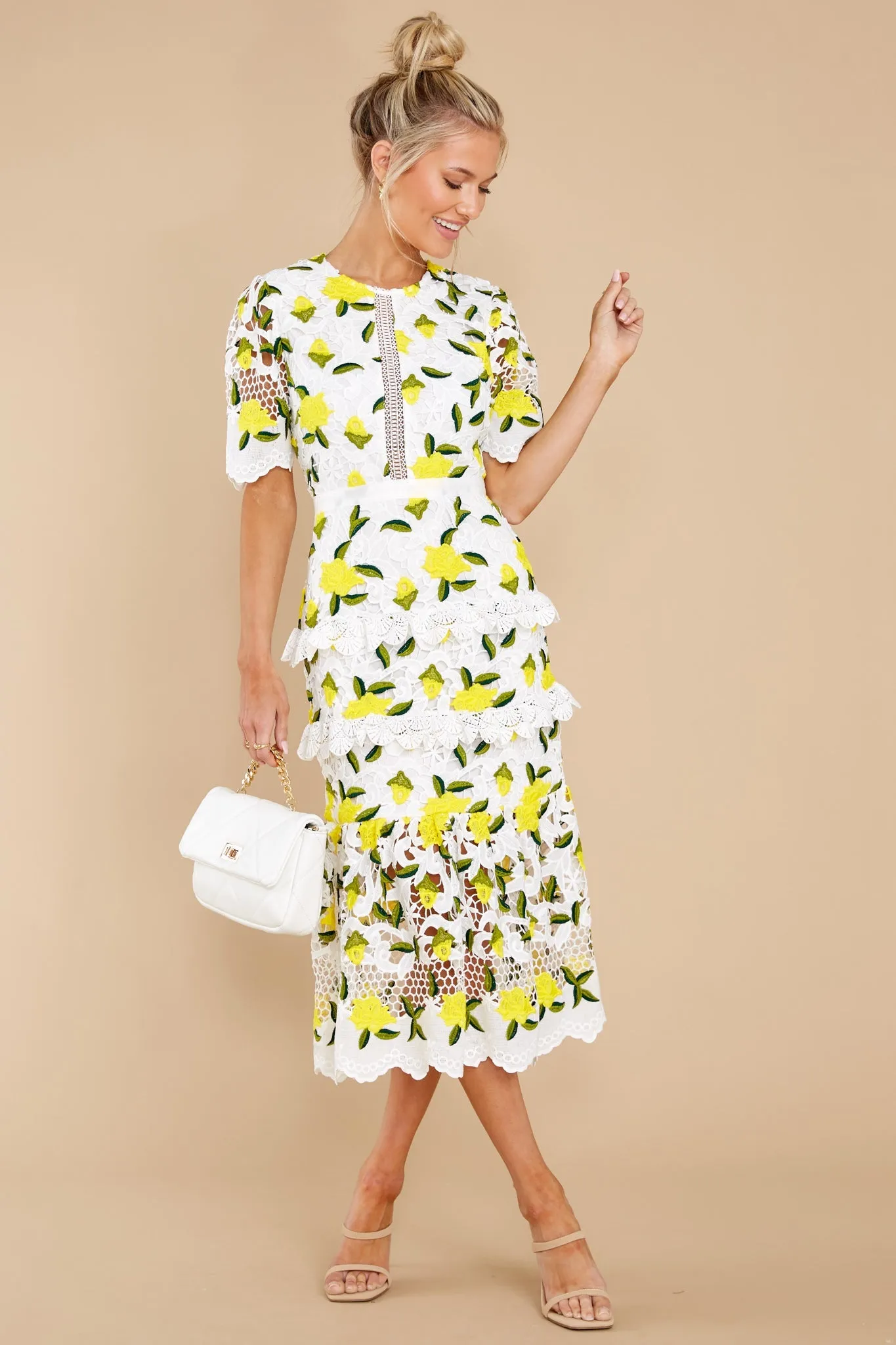 All I Wanted Yellow Floral Lace Midi Dress