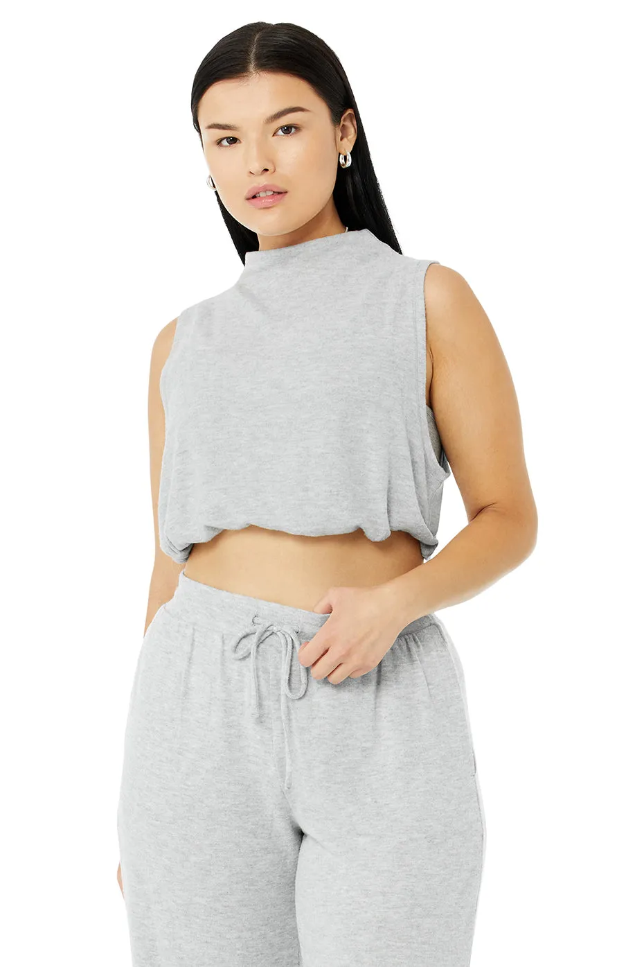 Alolux Soho Mock Neck Tank - Athletic Heather Grey