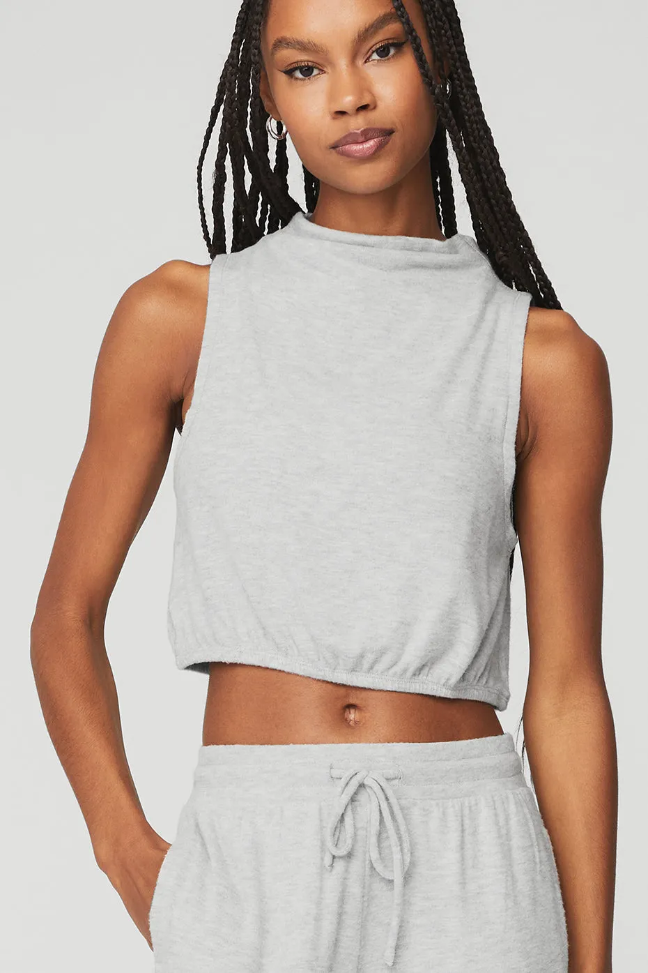 Alolux Soho Mock Neck Tank - Athletic Heather Grey