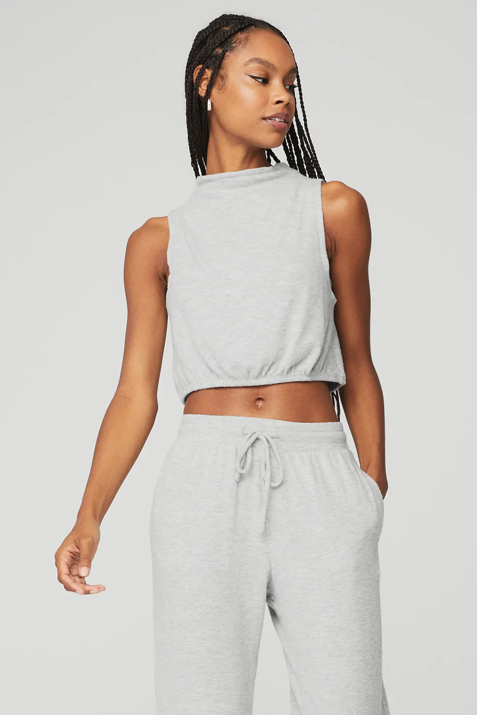 Alolux Soho Mock Neck Tank - Athletic Heather Grey