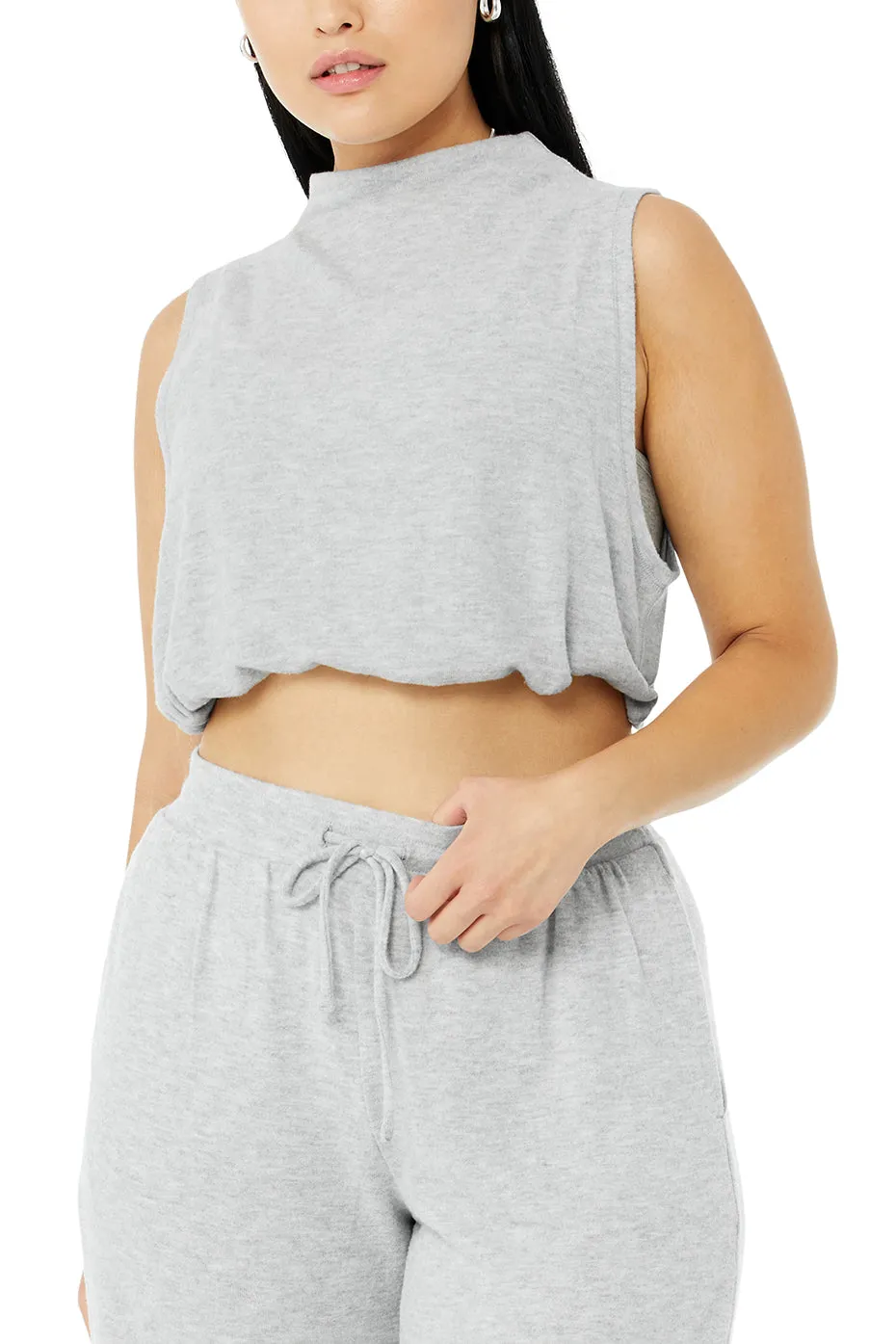 Alolux Soho Mock Neck Tank - Athletic Heather Grey