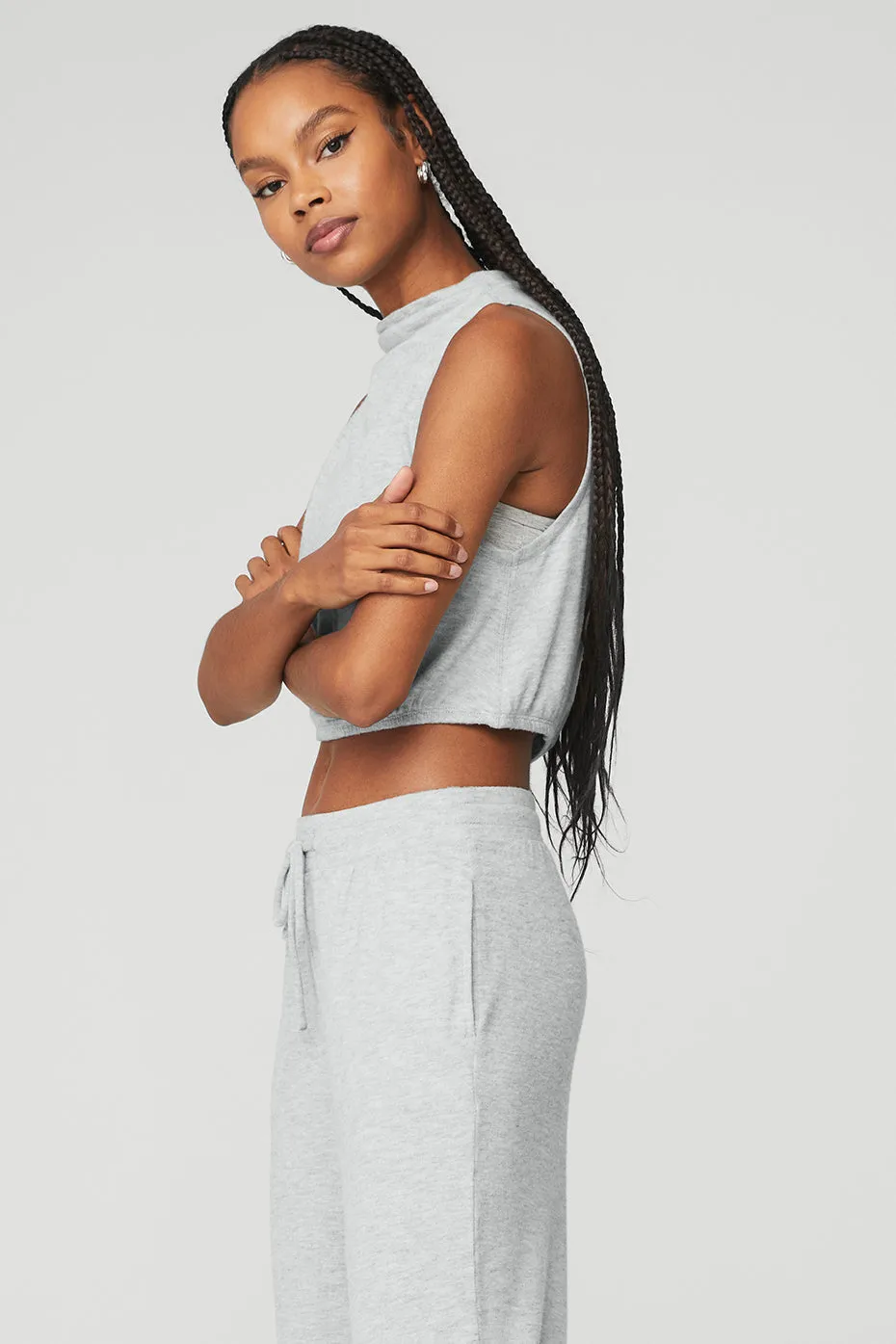 Alolux Soho Mock Neck Tank - Athletic Heather Grey