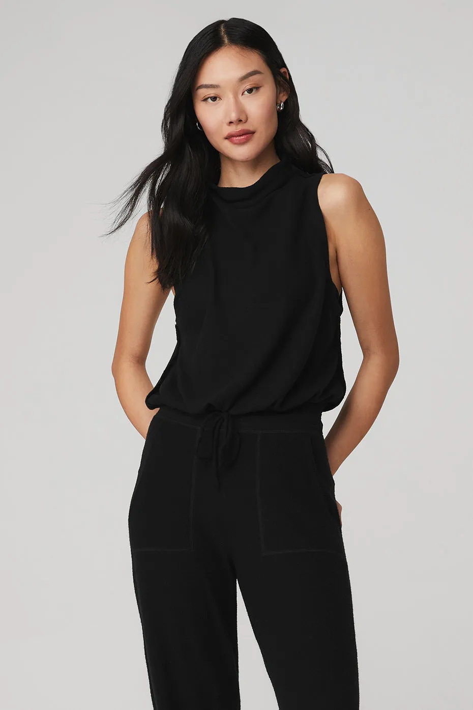 Alolux Soho Mock Neck Tank - Black