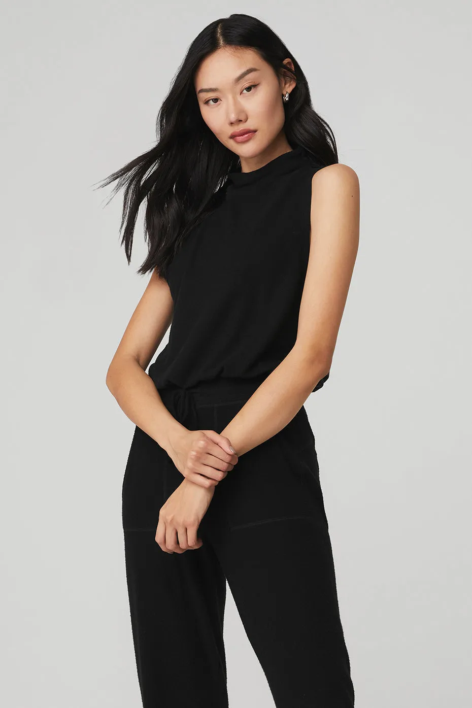 Alolux Soho Mock Neck Tank - Black