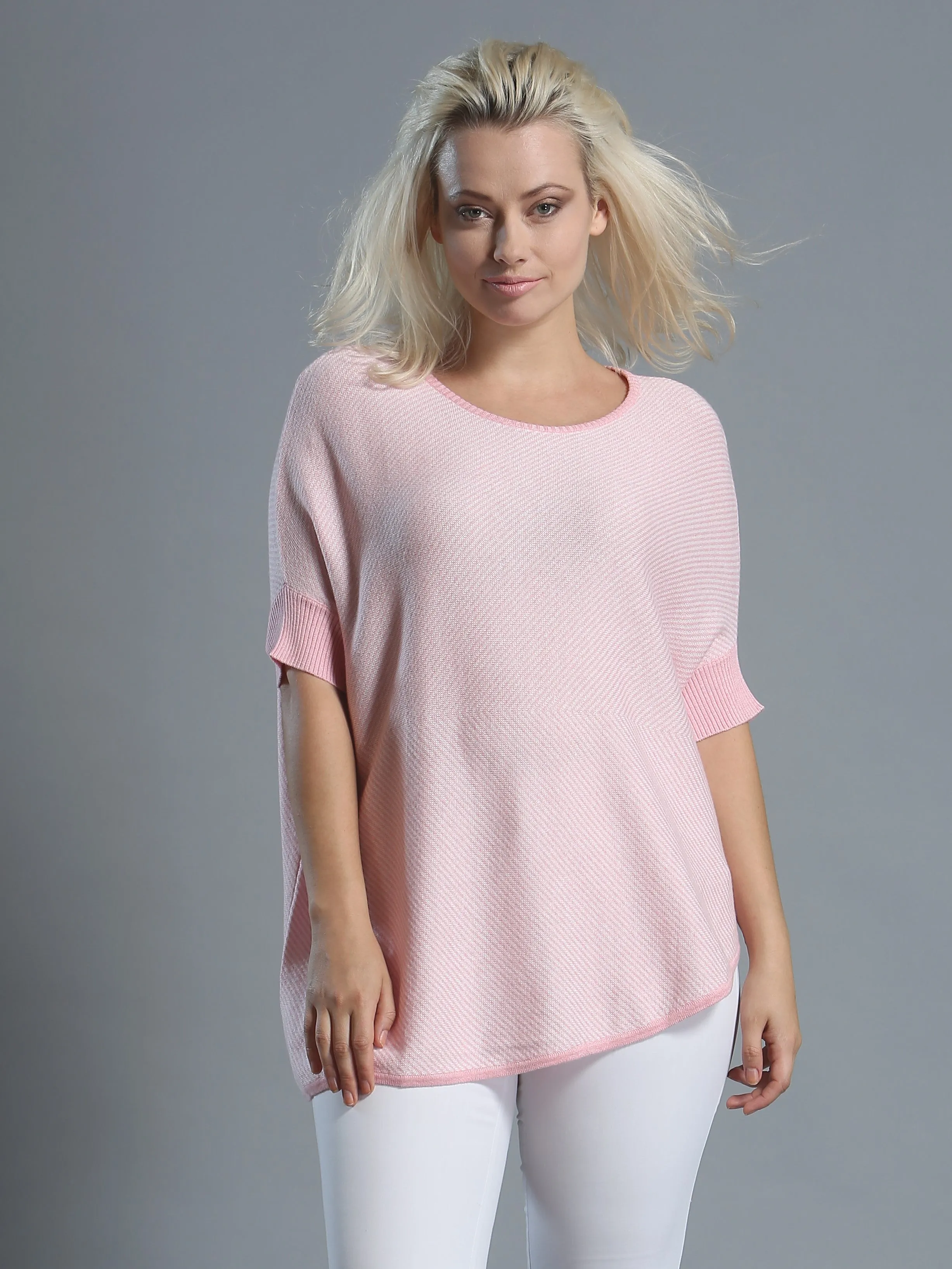 Asymmetrical Striped Pullover in Fine Cotton