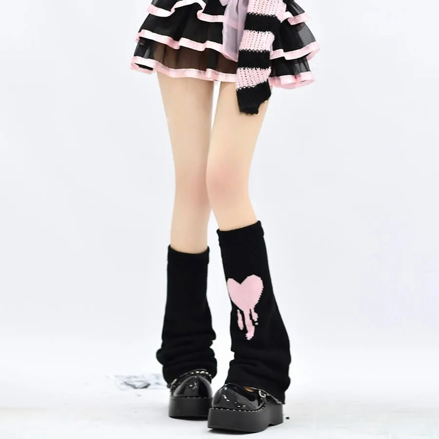 Asymmetry pink ribbon leg warmer