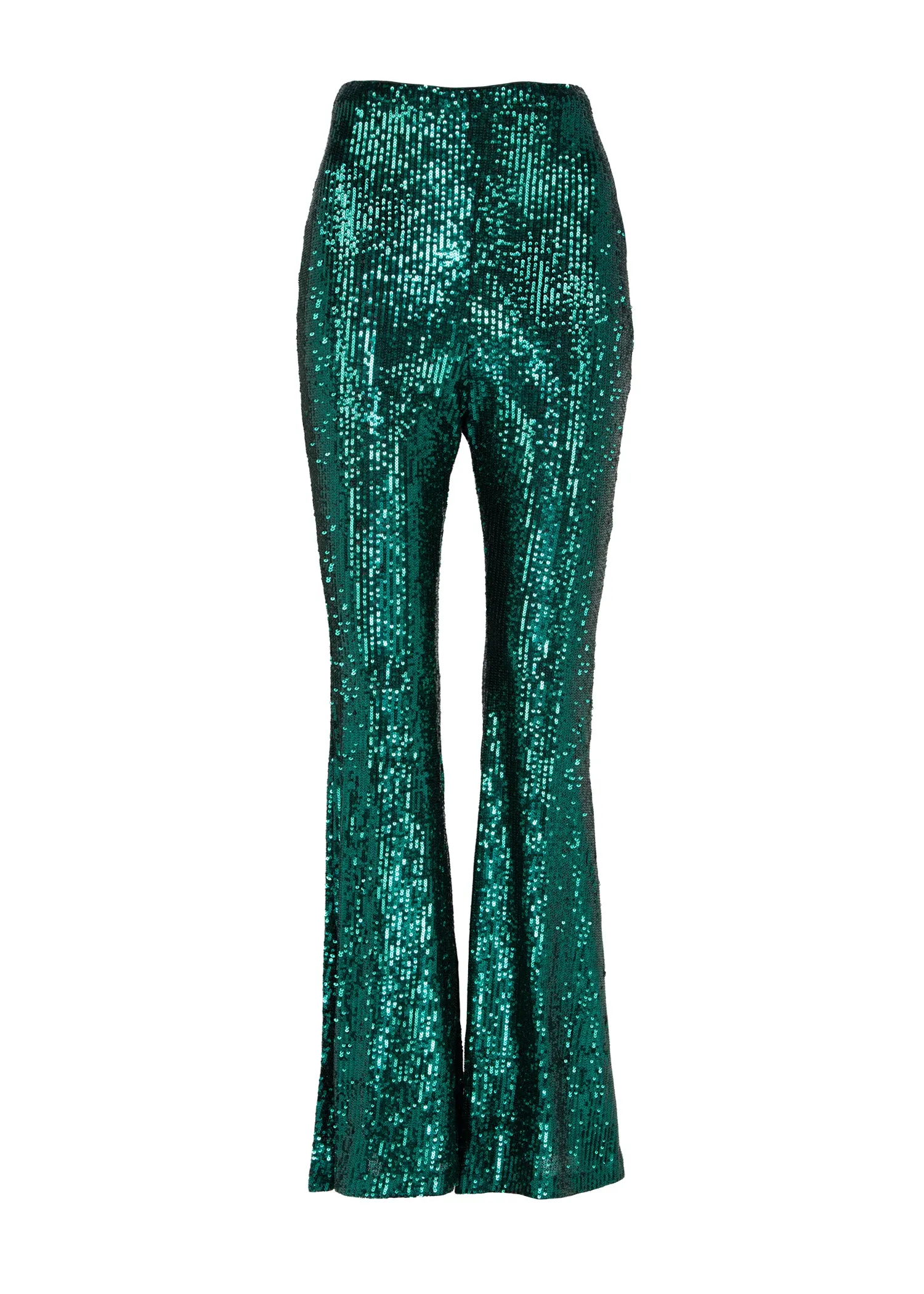 Ballroom Blitz Green Sequin Flare Pants Glitter Bell Bottoms