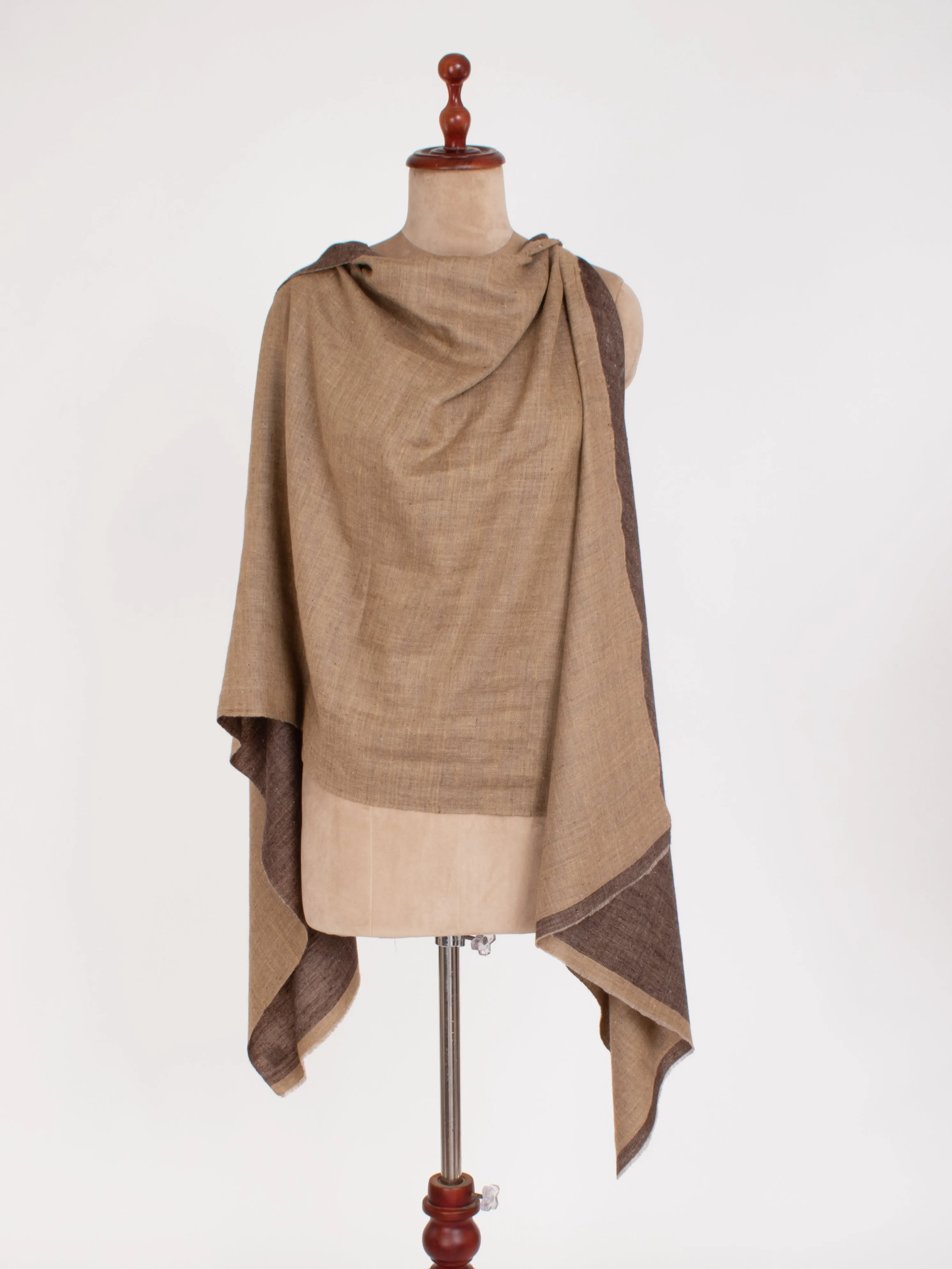 Beige and Brown Dorukha Cashmere Scarf