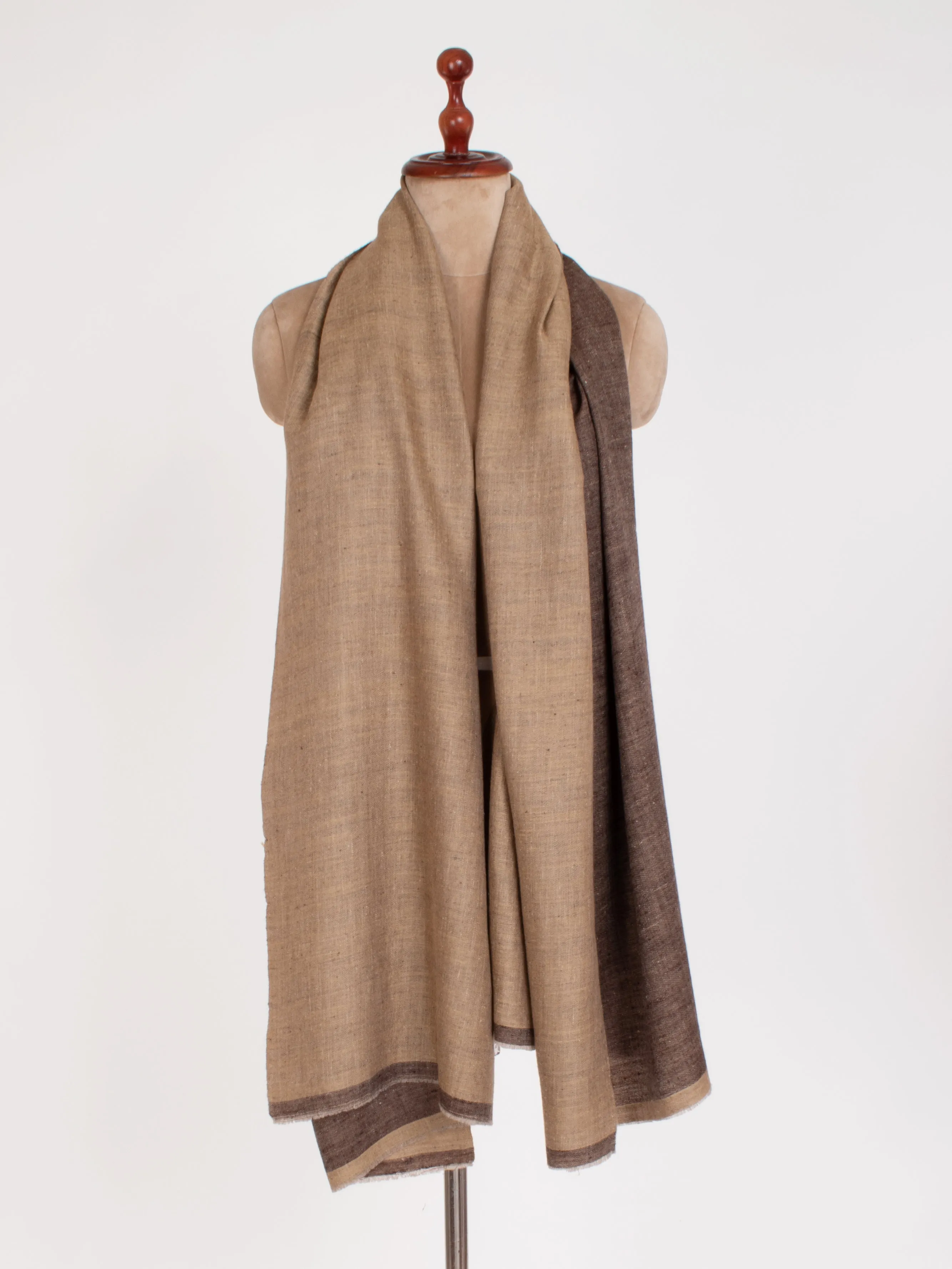 Beige and Brown Dorukha Cashmere Scarf