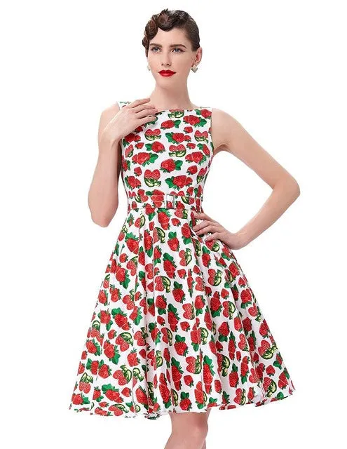 Belle Poque Print Floral 50s Vintage Dresses Audrey Hepburn 2017 Women Summer Retro Dress vestidos robe Womens Casual Clothing