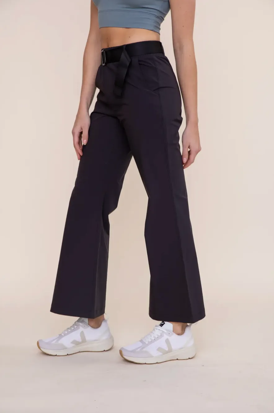 Belted High-Waist Flare Pant