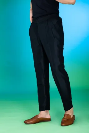 Black Cotton Silk Pants