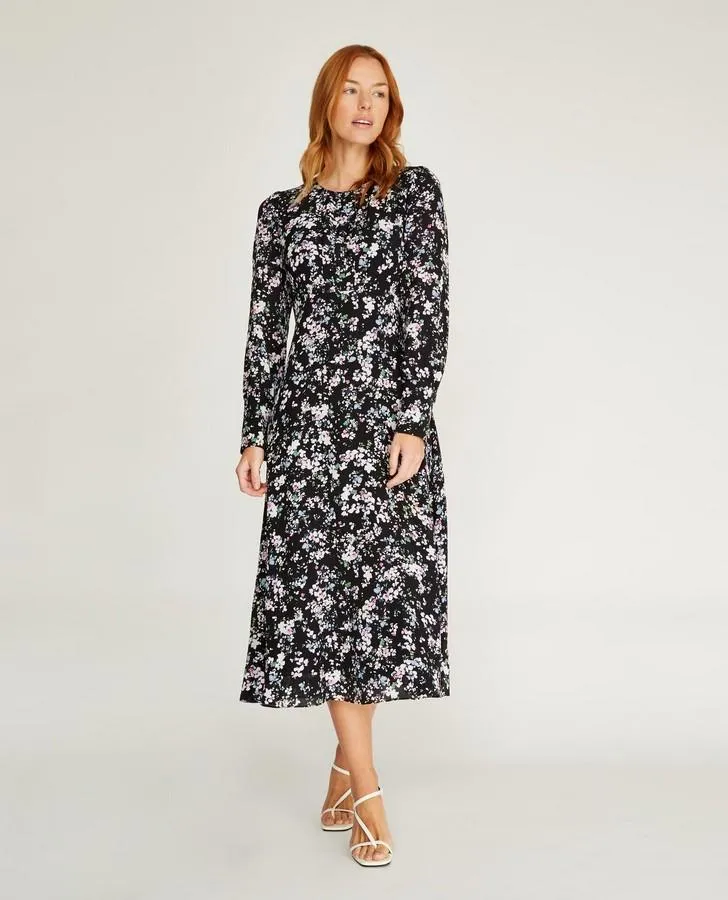 Blossoms Floral Print Button Front Dress