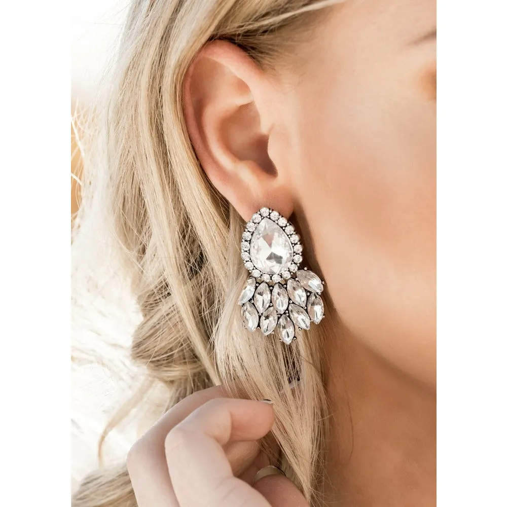 Bold & Beautiful Silver Rhinestone Earrings