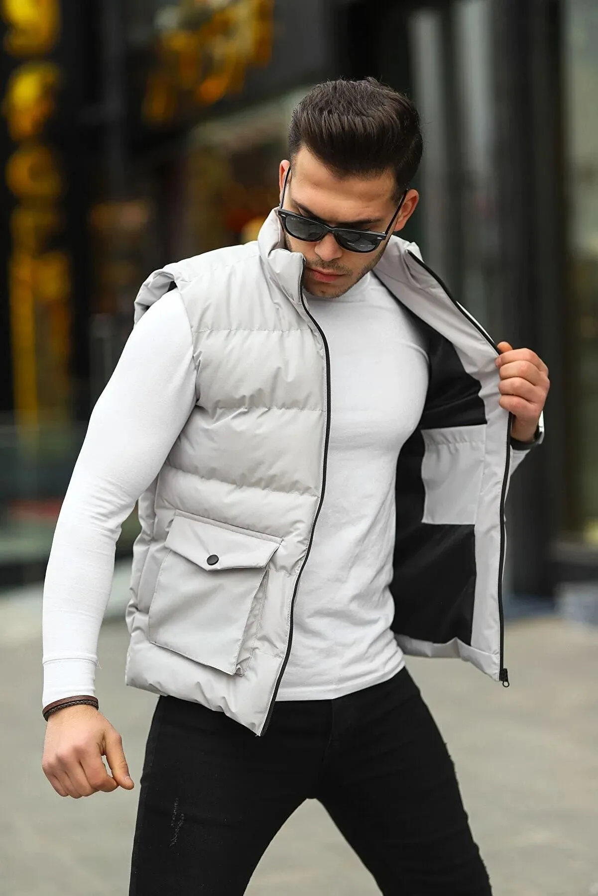 Boymen Men's Grey Waterproof Filling Vest