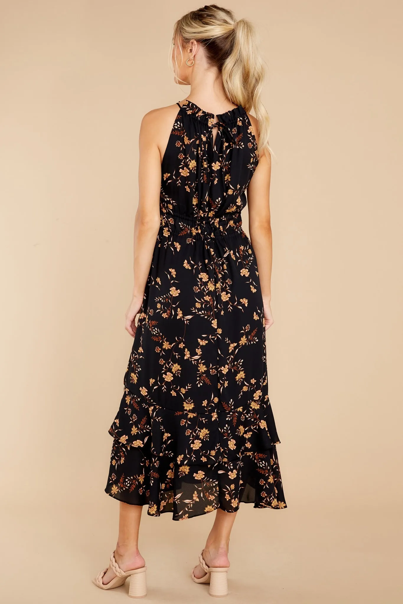 Budding Romance Black Floral Print Maxi Dress