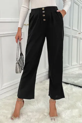 Button Fly Wide Leg Pants