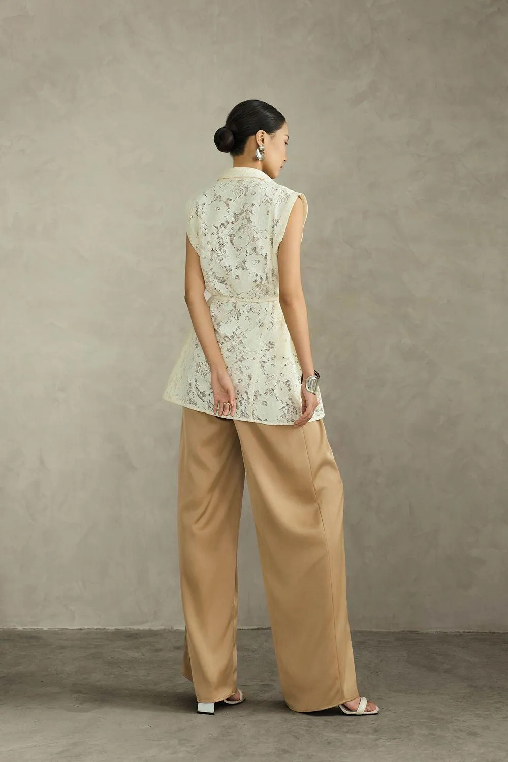 Cassia Straight Wide Leg Linen Cotton Floor Length Pants