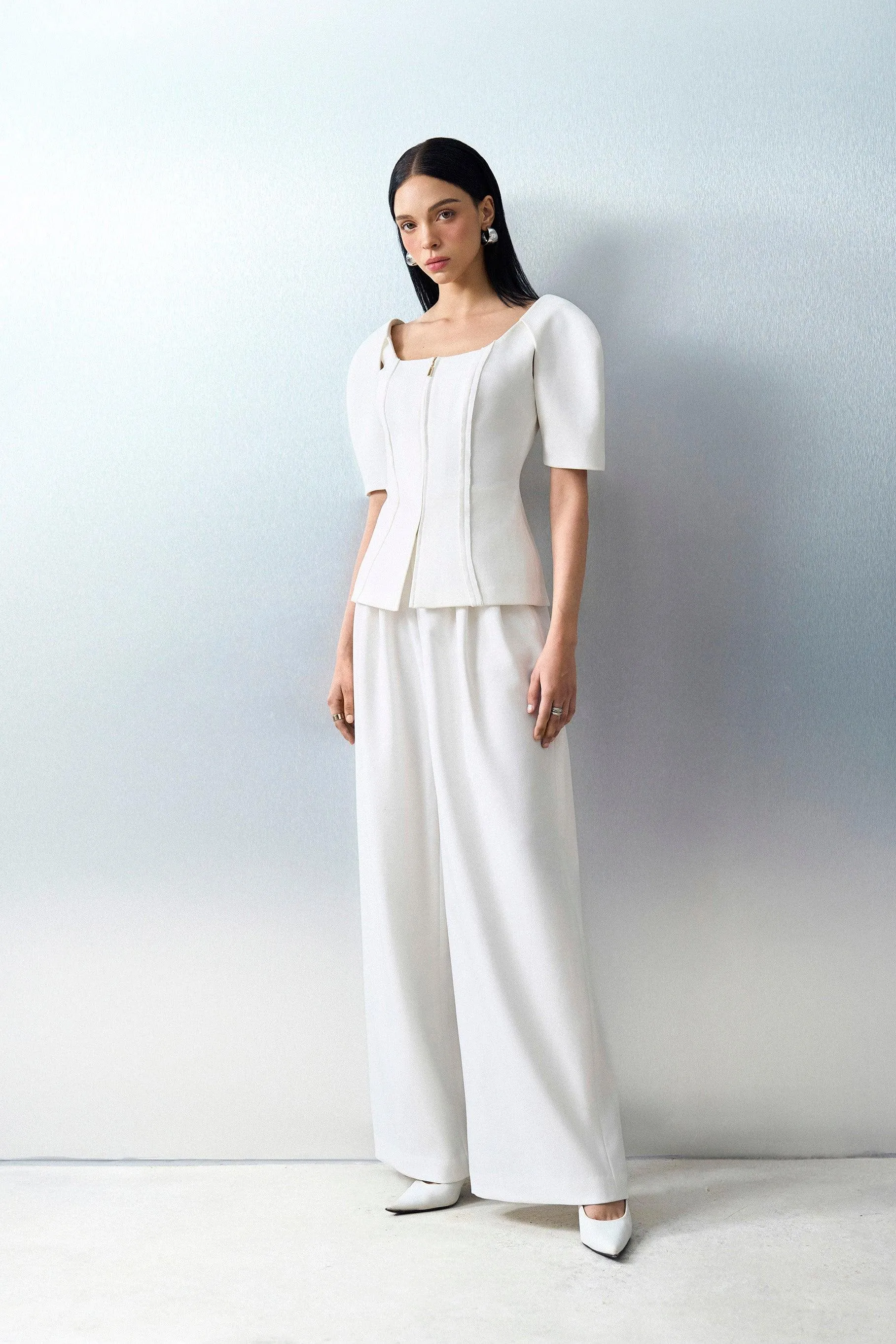 Cassia Straight Wide Leg Linen Cotton Floor Length Pants