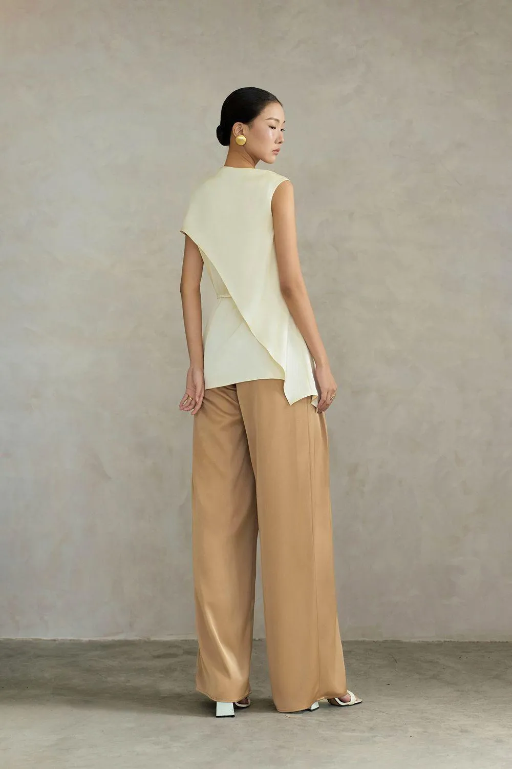 Cassia Straight Wide Leg Linen Cotton Floor Length Pants