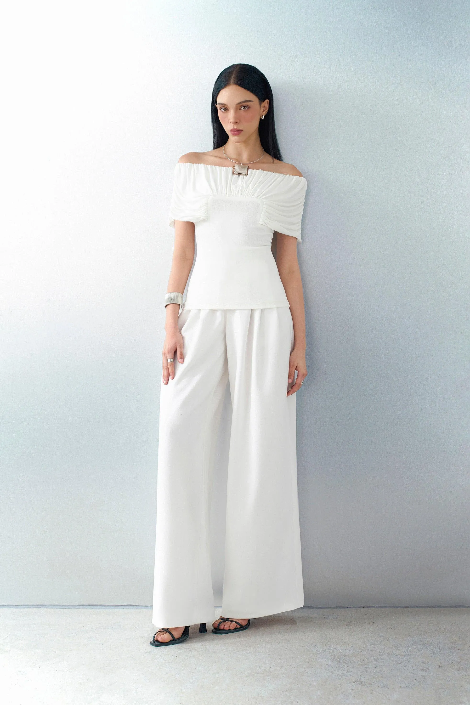 Cassia Straight Wide Leg Linen Cotton Floor Length Pants