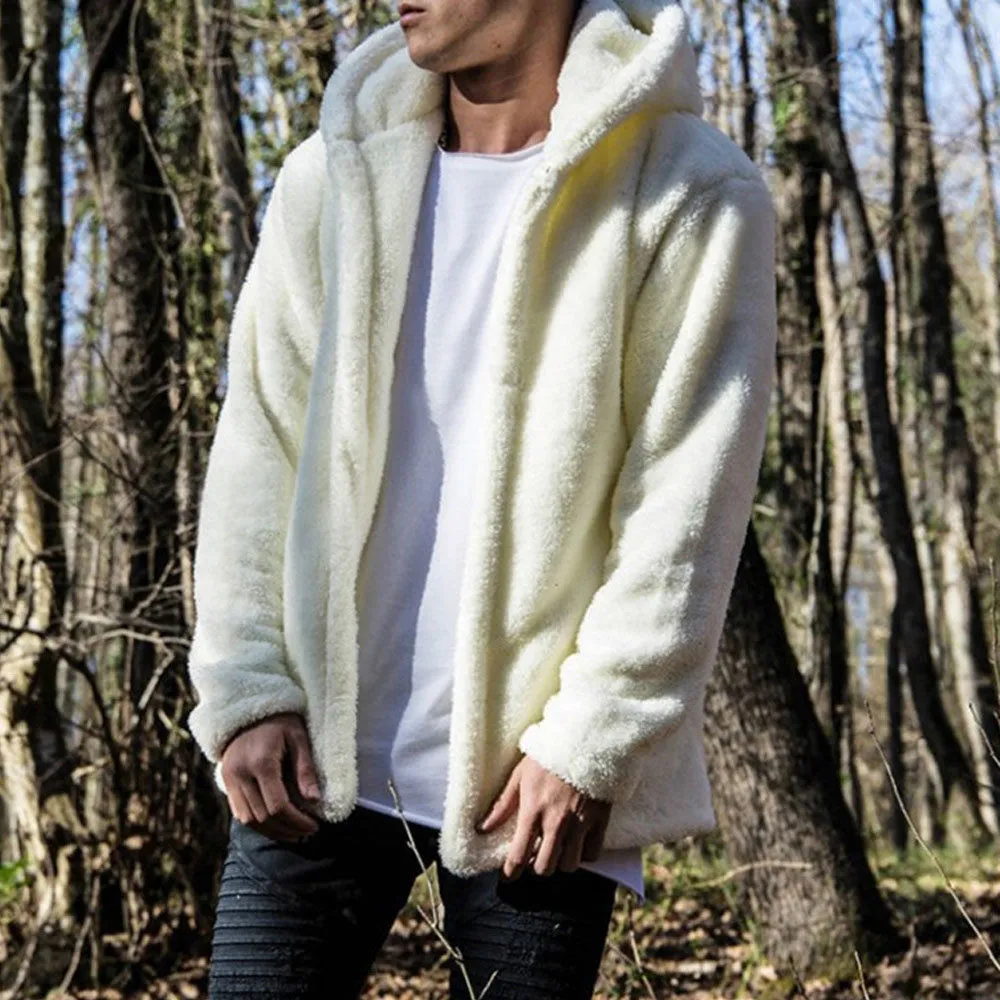 Casual Warm Men's Long Sleeve Fluffy Thick Cardigans For Winter