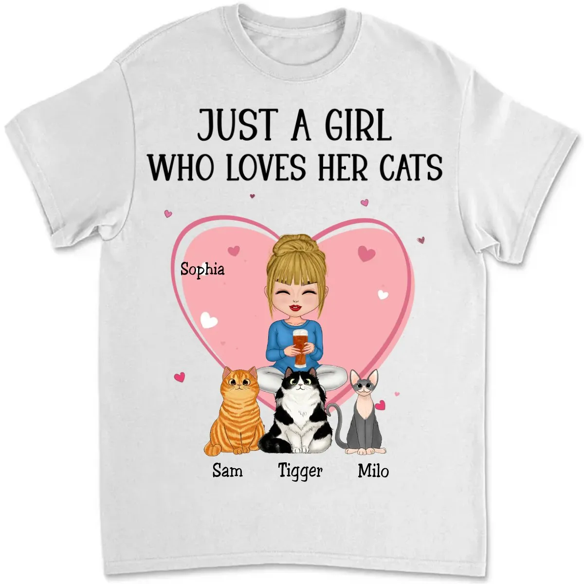 Cat Lovers - Just A Girl Who Loves Her Cats - Personalized Unisex T-Shirt