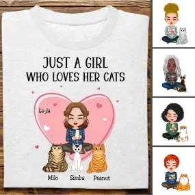 Cat Lovers - Just A Girl Who Loves Her Cats - Personalized Unisex T-Shirt