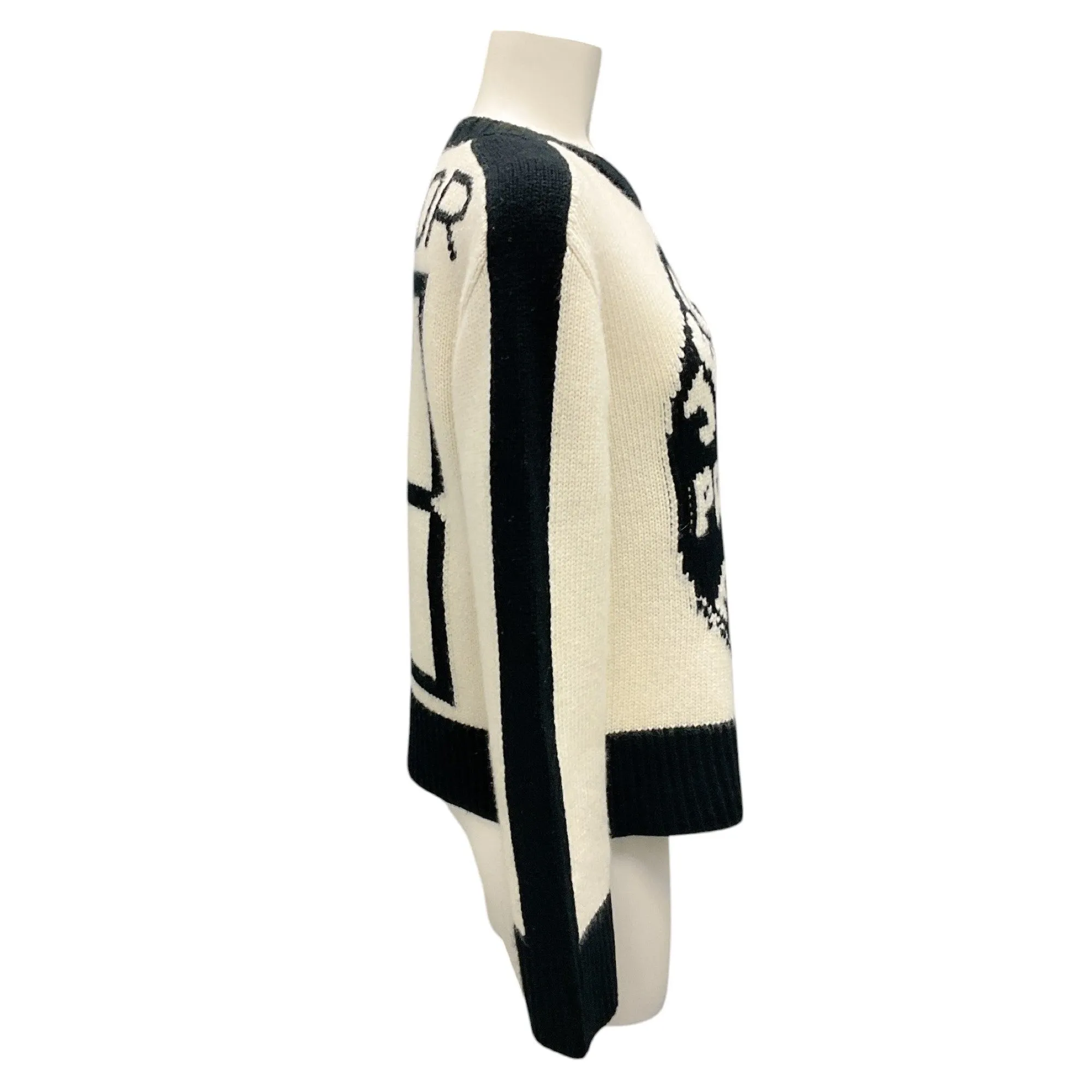 Christian Dior Ivory / Black Wool and Cashmere Knit Pullover Sweater