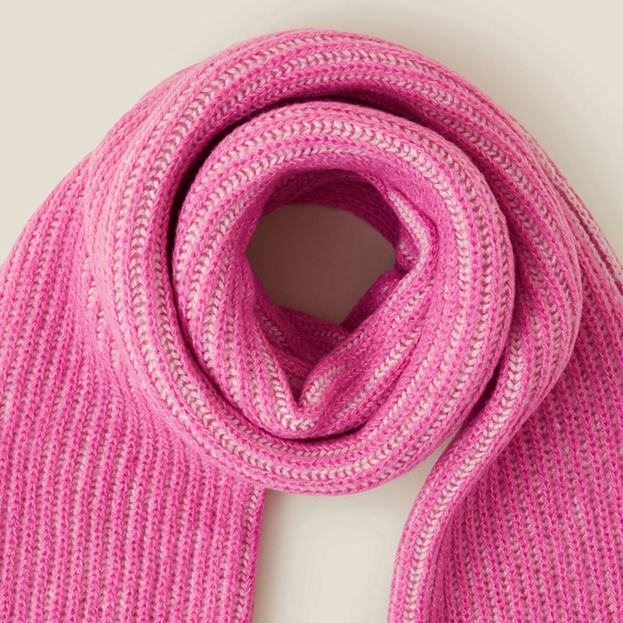 Contrast Rib Knit Scarf Pink