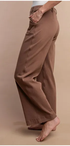 Cotton twill wide leg pant