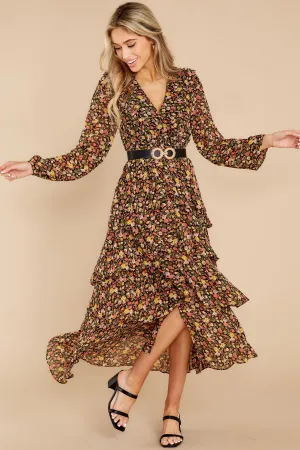 Delightful Moments Black Floral Print Maxi Dress