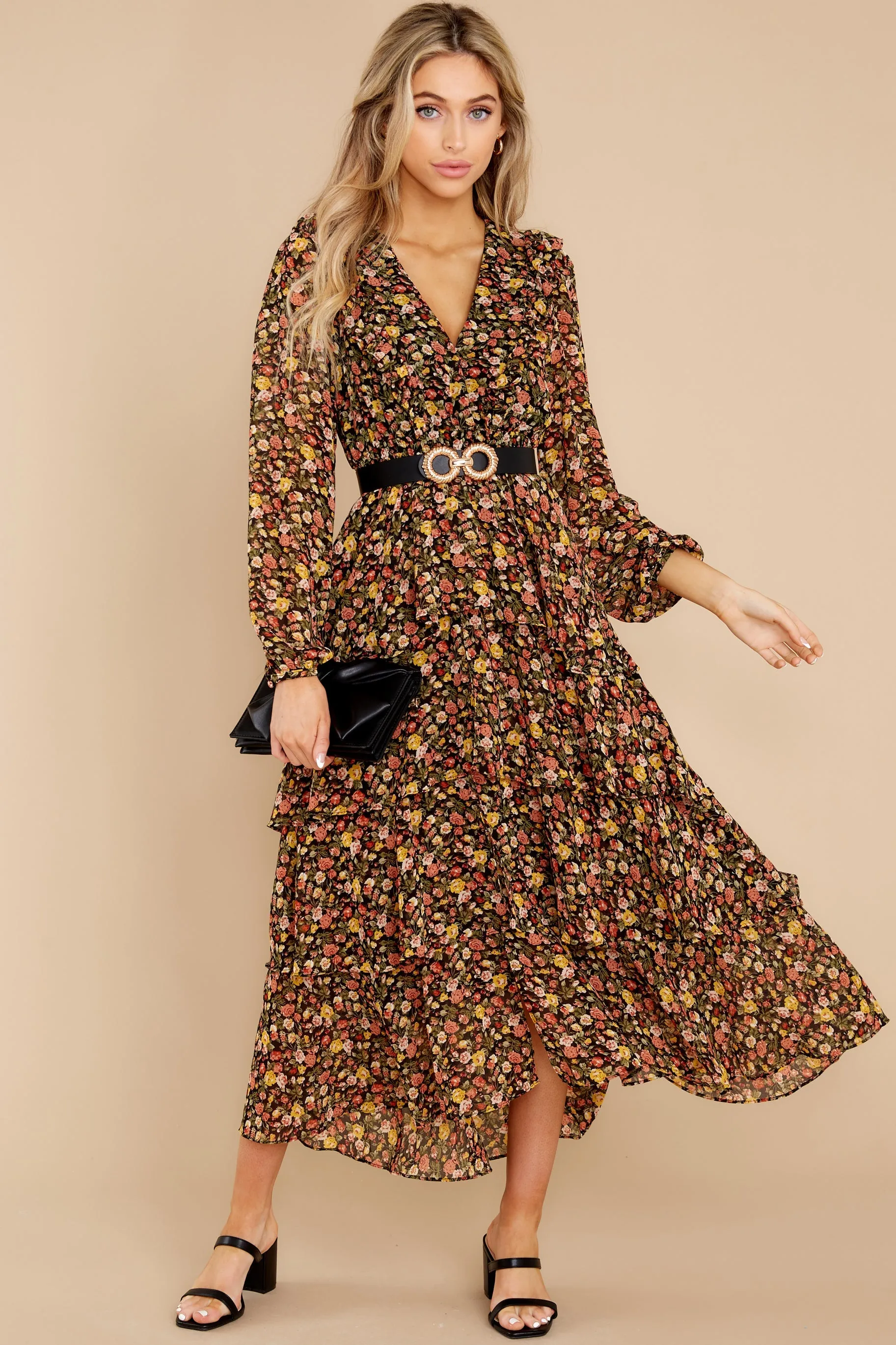 Delightful Moments Black Floral Print Maxi Dress