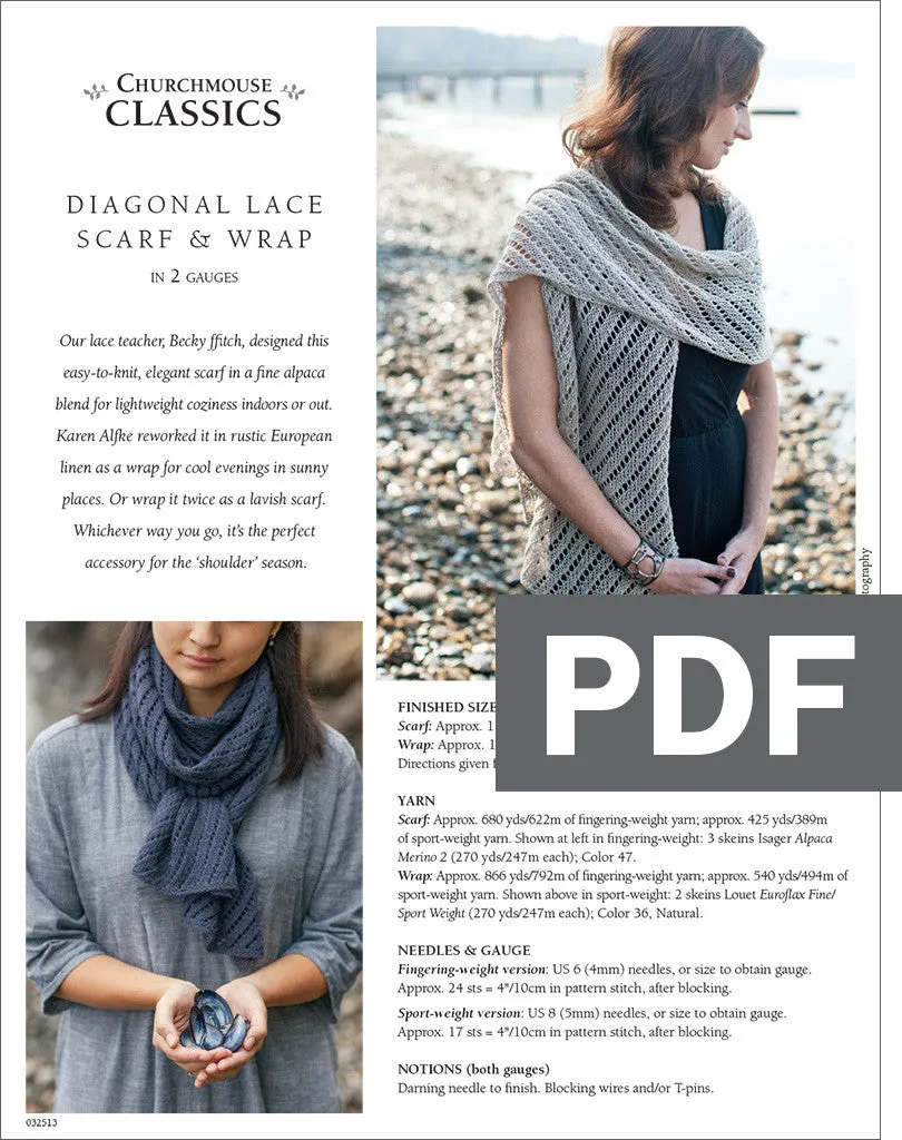 Diagonal Lace Scarf & Wrap Pattern