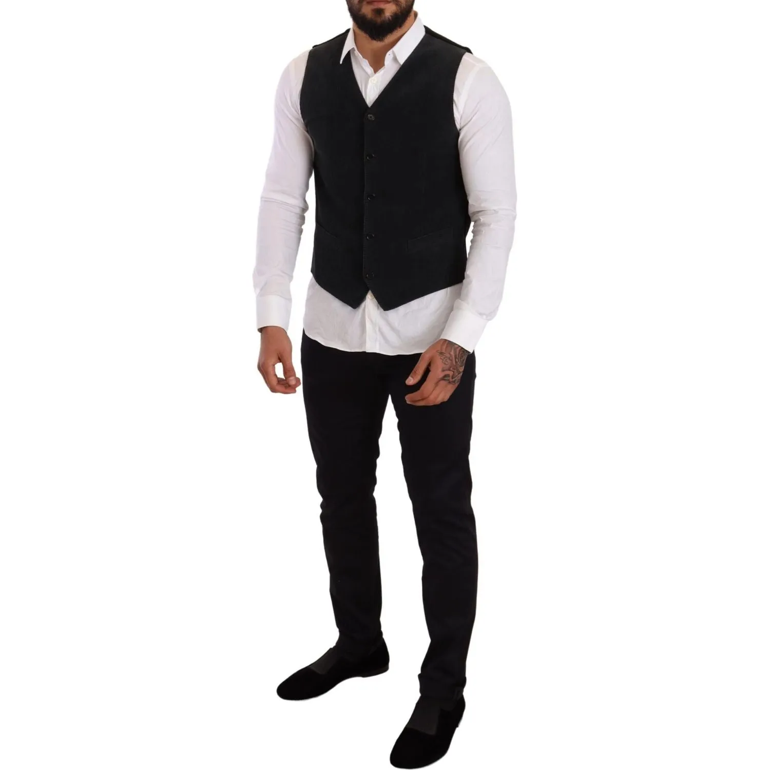 Dolce & Gabbana Elegant Black Cotton Formal Dress Vest