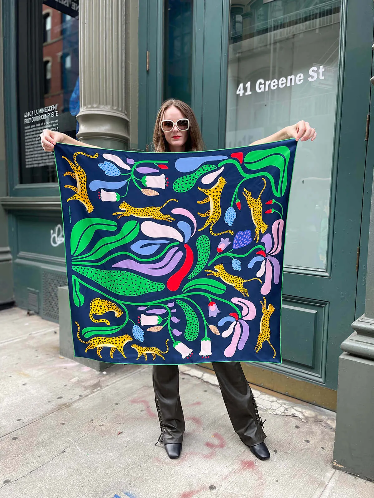 Double Sided Silk Scarf Of Jungle Night