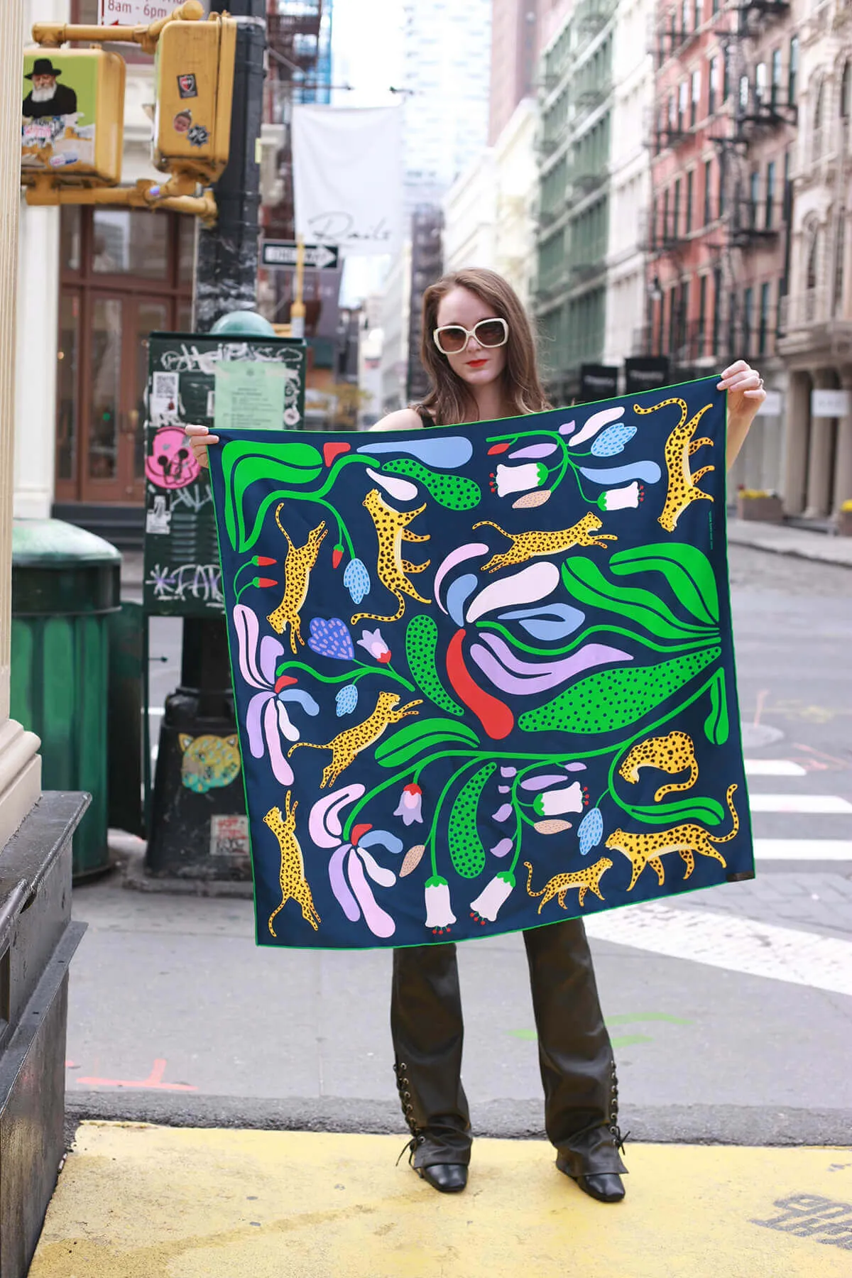 Double Sided Silk Scarf Of Jungle Night