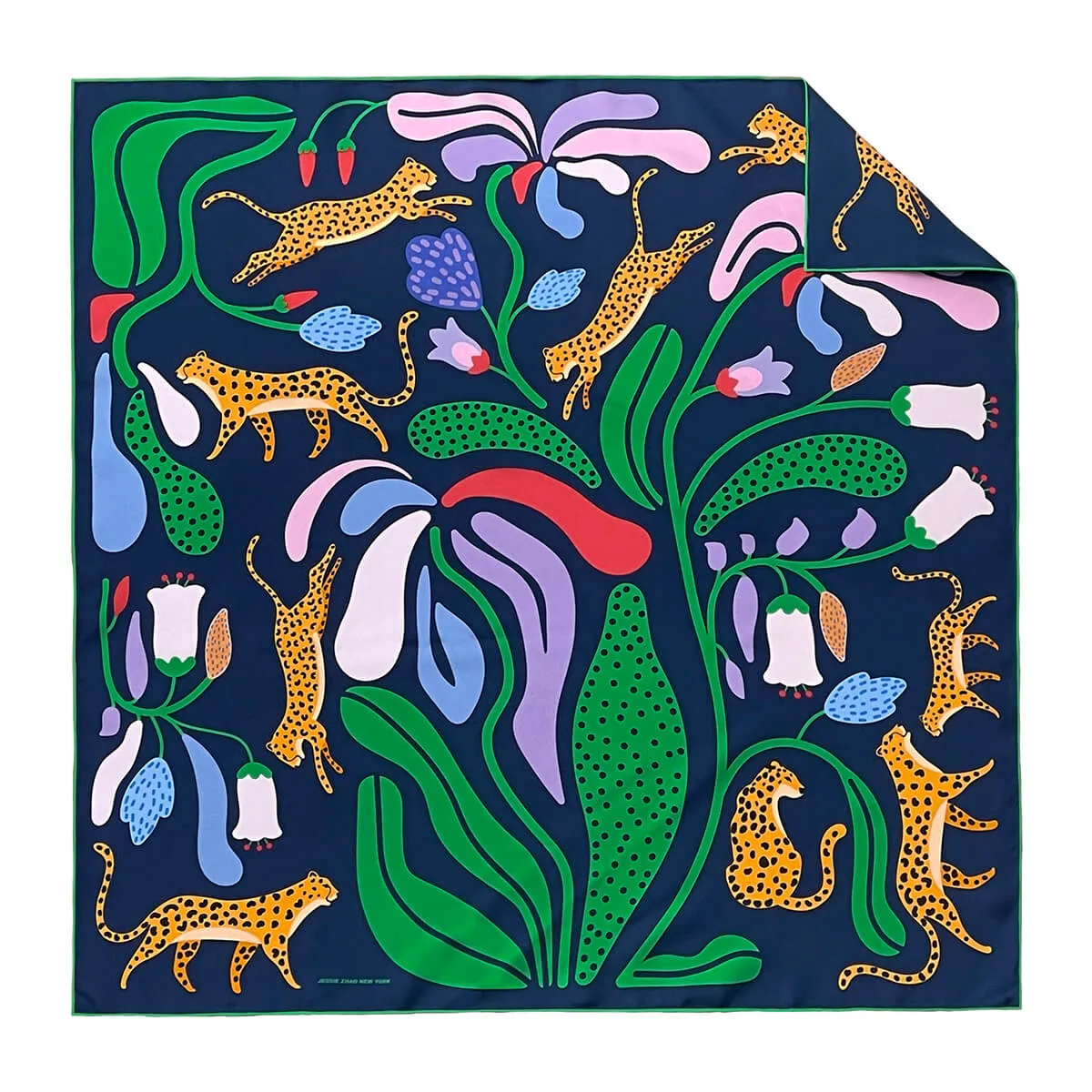 Double Sided Silk Scarf Of Jungle Night