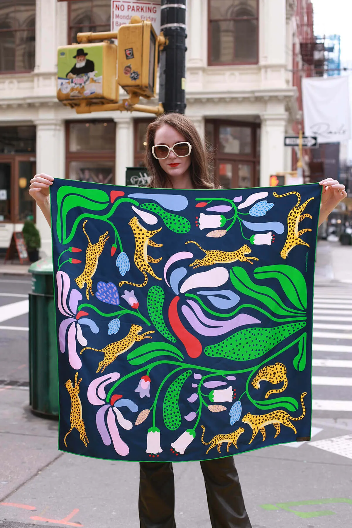 Double Sided Silk Scarf Of Jungle Night