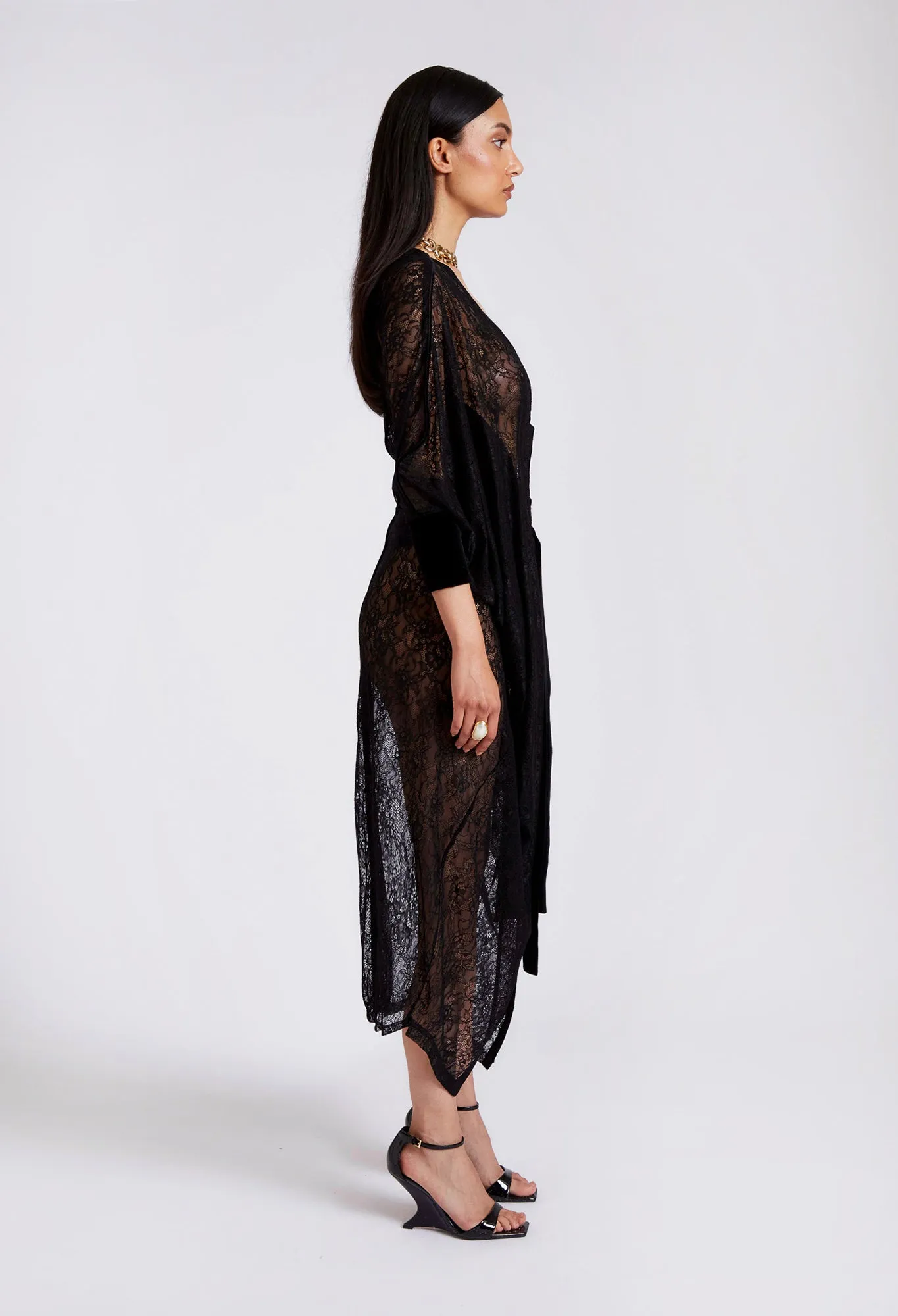 Draped Lace Tunic - Panther