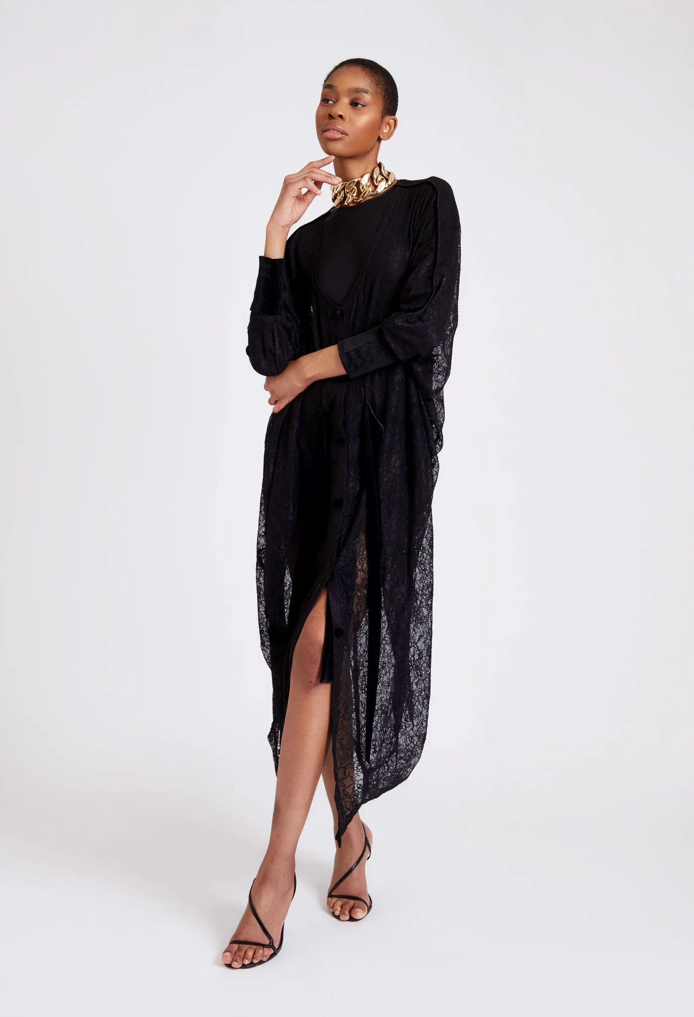 Draped Lace Tunic - Panther