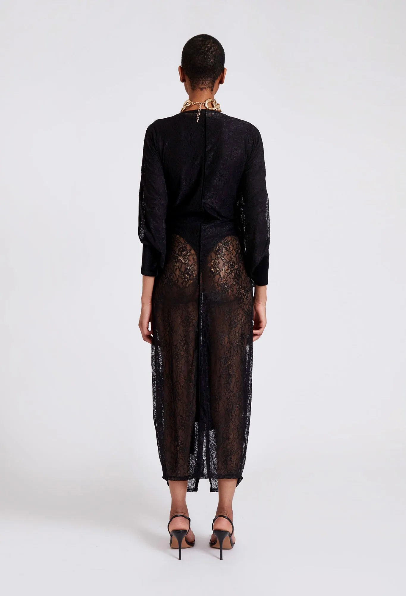 Draped Lace Tunic - Panther