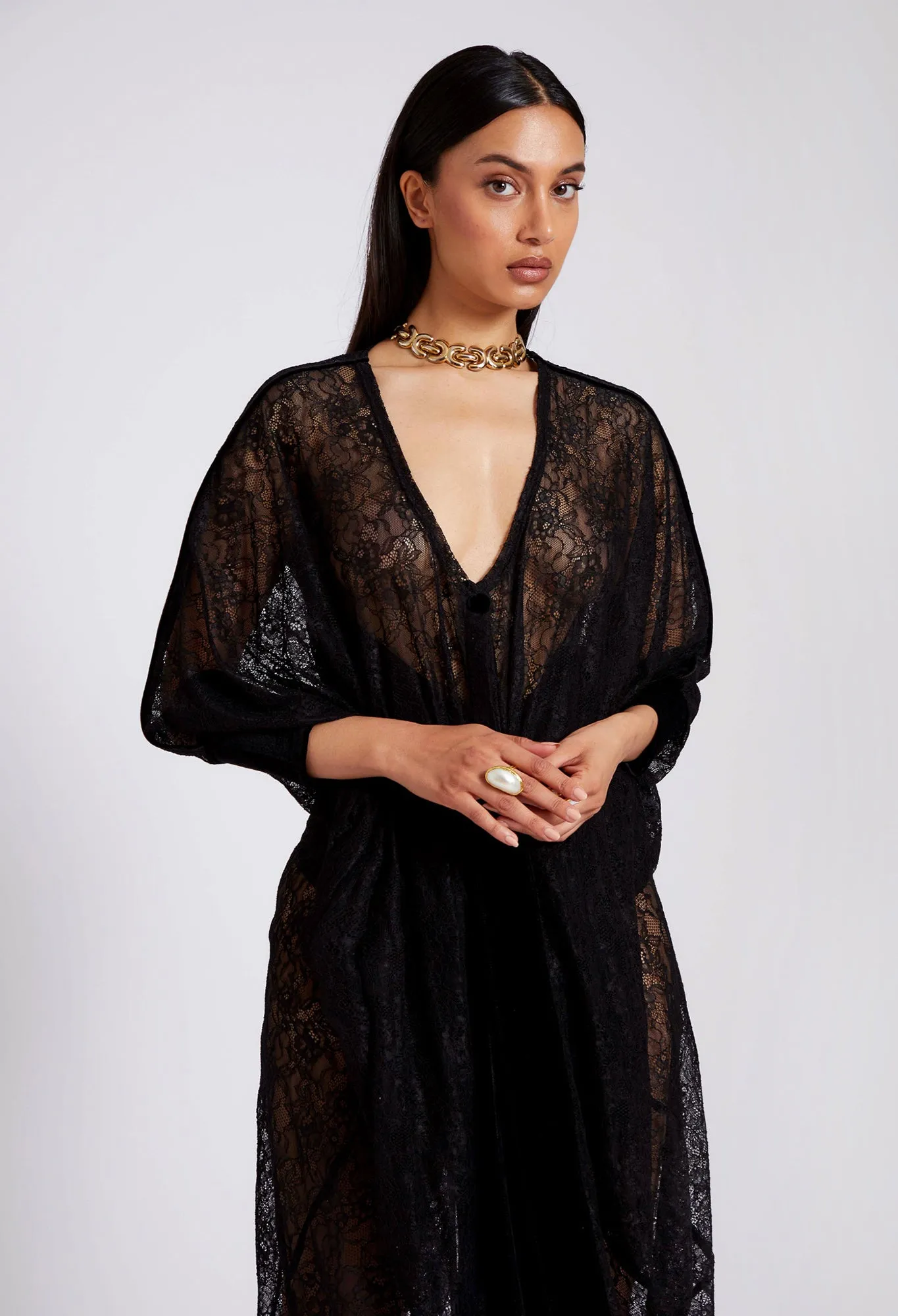 Draped Lace Tunic - Panther