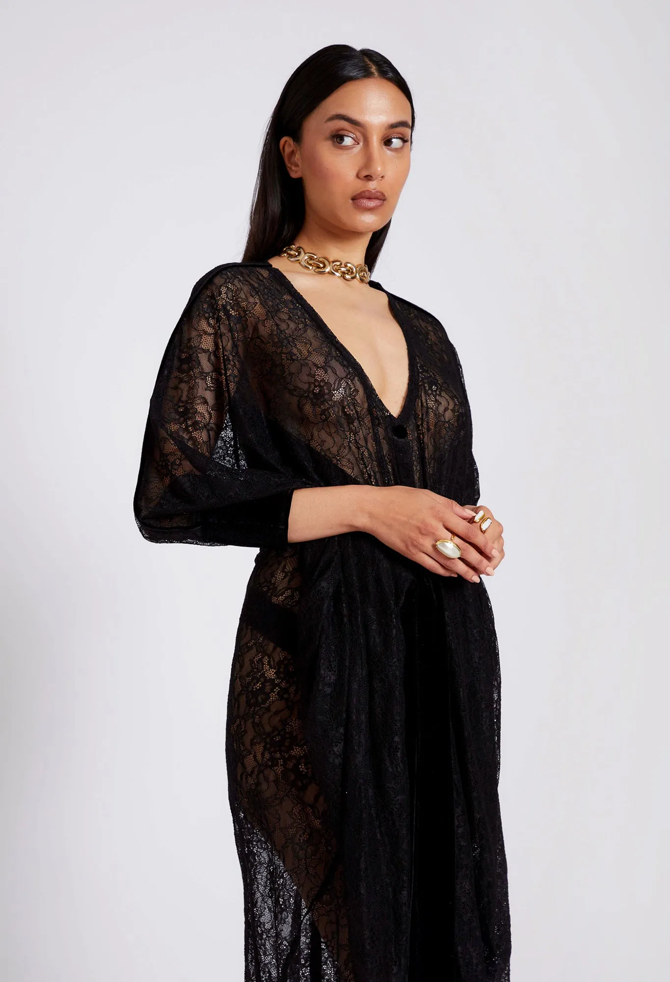 Draped Lace Tunic - Panther